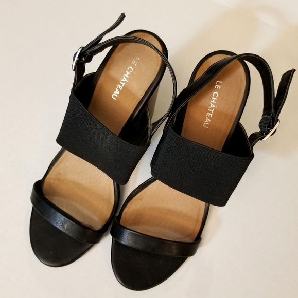 Elastic strap black block heel - Picture 2 of 3